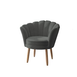 Kit 02 Poltronas Decorativas e Namoradeira Sofá Pétala Luxo Veludo Cinza Pés Palito - Visan Estofado - 3