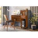 Ver imagem 1 de Escrivaninha Office Studio Lukaliam com Rodízios Gaveta Puxadores Cromados:jequitiba