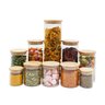 Kit de 10 Potes de Vidro com Tampa de Bambu Hermético Redondo Mantimento - Tud - 1