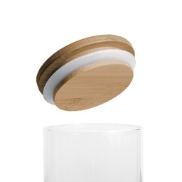 Kit de 10 Potes de Vidro com Tampa de Bambu Hermético Redondo Mantimento - Tud - 3