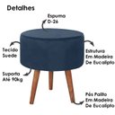 Ver imagem 3 de Kit 2 Puff Puf Redondo Pes Palito 44x40cm Suede Azul Marinho MPassos