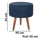 Ver imagem 2 de Kit 2 Puff Puf Redondo Pes Palito 44x40cm Suede Azul Marinho MPassos