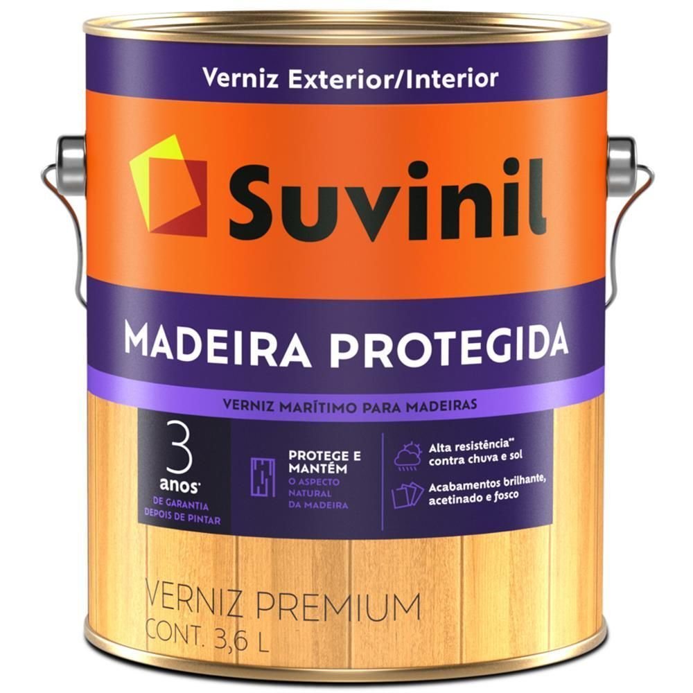 Verniz Marítimo Madeira Protegida 3,6 Litros Fosco - 53392185 - Suvinil ...