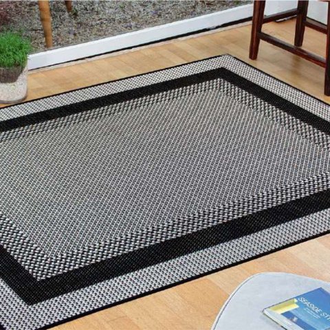Tapete para Sala 1,50m X 2,00m Sisal Antiderrapante sem Pelo Lâncer - 587 Preto/cinza