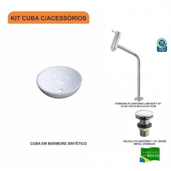 Kit Cuba R30 com Torneira Link 1062 Metal e Válvula Click 1 Polegada e meia Compace - 3
