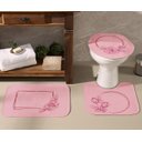 Ver imagem 1 de Jogo De Banheiro Rosa Flor Pink 03 Peças - Antiderrapante