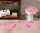 Ver imagem 1 de Jogo De Banheiro Rosa Flor Pink 03 Peças - Antiderrapante