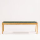 Ver imagem 4 de Banco Estofado 142cm x 51cm x 47cm Verde/Verniz Mel/Tecido