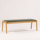 Ver imagem 2 de Banco Estofado 142cm x 51cm x 47cm Verde/Verniz Mel/Tecido