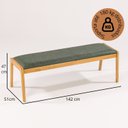 Ver imagem 3 de Banco Estofado 142cm x 51cm x 47cm Verde/Verniz Mel/Tecido
