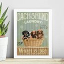 Ver imagem 1 de Quadro para Lavanderia Dachshund 33x24cm - com Vidro:madeira Branca