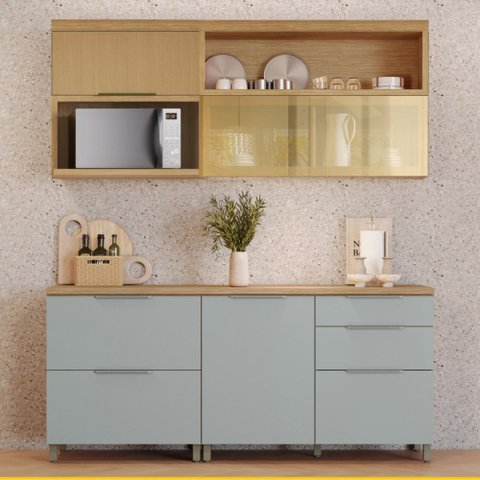Cozinha 4 Peças Marquesa Vidro Reflecta Nesher Nature-Verde