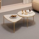 Ver imagem 3 de Mesa de Centro Lina e Cleia Triangular MDF Aço 118cm Off White