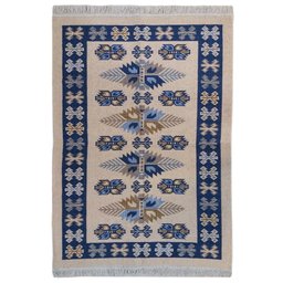 Tapete Sala Kilin Gashgai 100x140 Dupla Face Tribal 1 Azul - 4