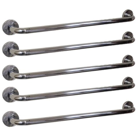 Alça Apoio Kit 5 Uni Aço Inox 50cm Idoso Acessibilidade Pcd Cadeirante Gestante Suporte Anti Queda