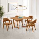Ver imagem 1 de Conjunto Mesa de Jantar 1,60m Amadeirada com 4 Cadeiras em Corino Caramelo e Base de Madeira – Linha