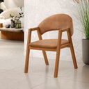 Ver imagem 7 de Conjunto Mesa de Jantar 1,60m Amadeirada com 4 Cadeiras em Corino Caramelo e Base de Madeira – Linha