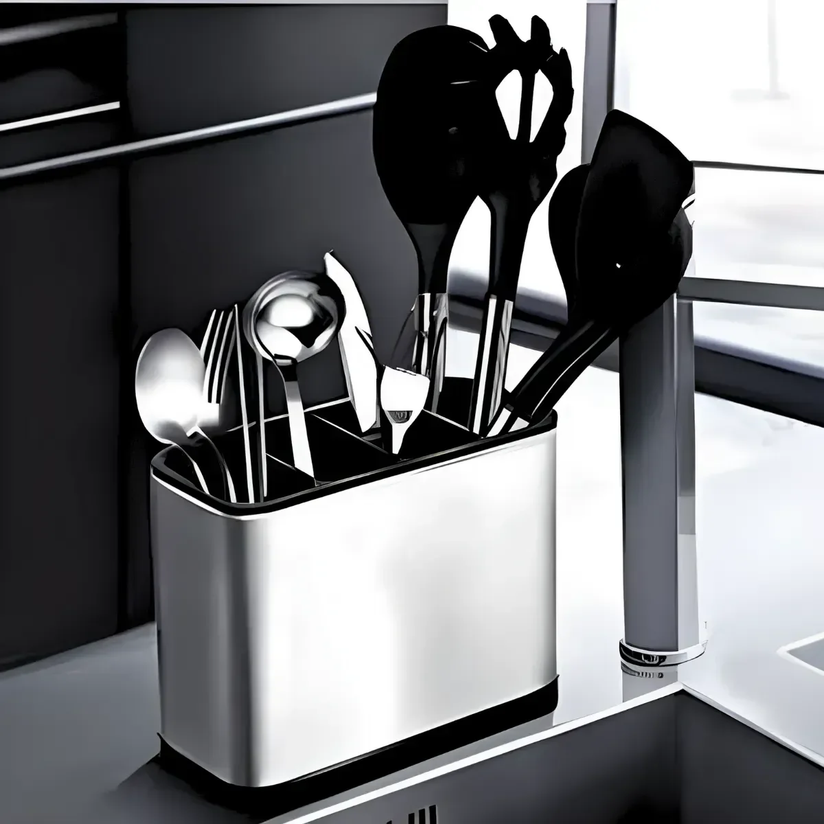 Ver imagem 3 de Escorredor Dispenser Porta Talher Inox 4 Divisórias