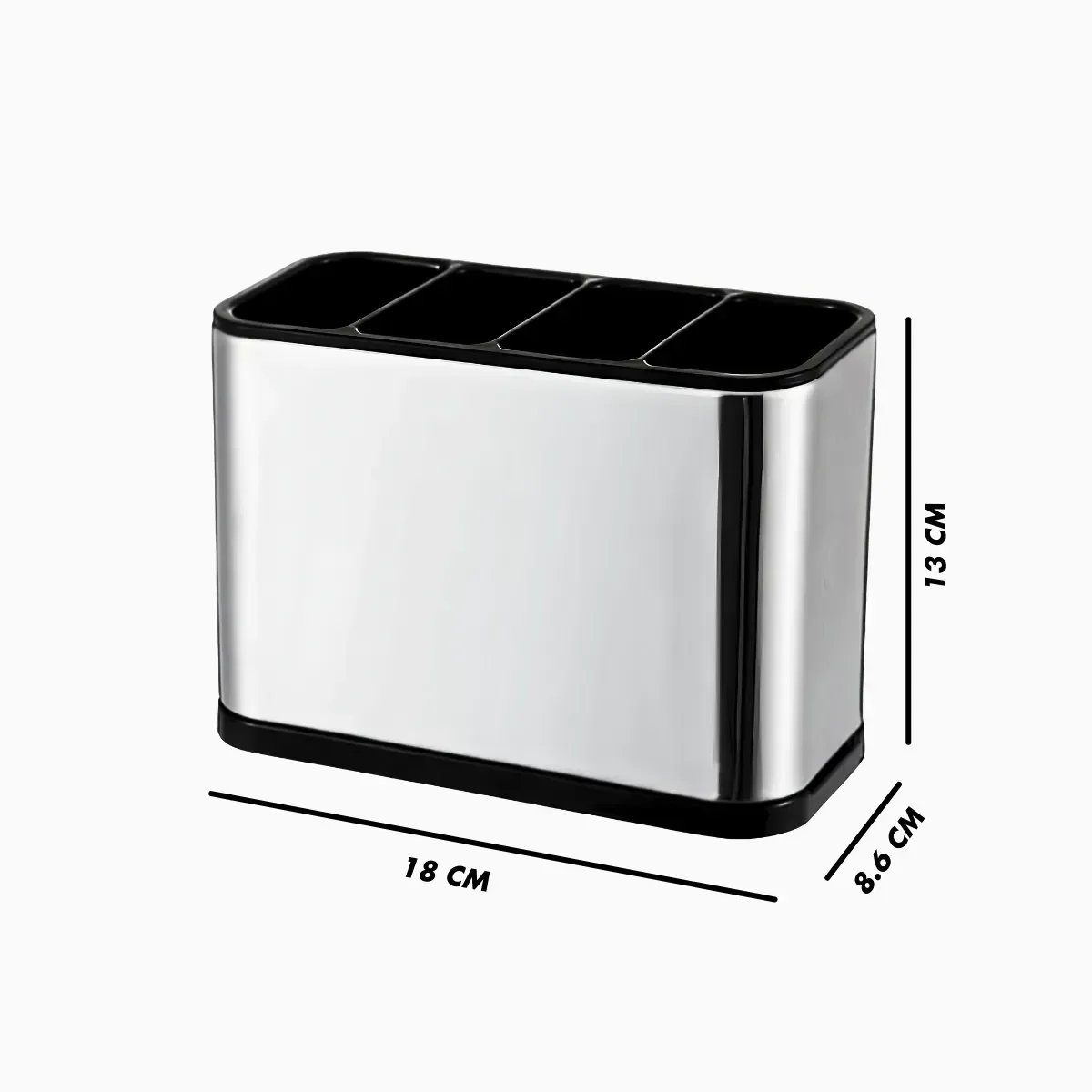 Escorredor Dispenser Porta Talher Inox 4 Divisórias - 6