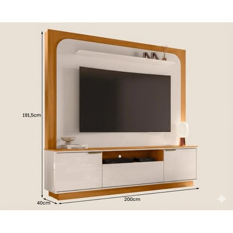Estante Nilo para Tv de até 75 Polegadas - Cinamomo Off White - Madetec