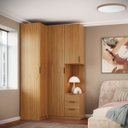 Ver imagem 1 de Guarda Roupa de Canto 2 Portas com Mesa de Cabeceira Altezza Clean:freijó