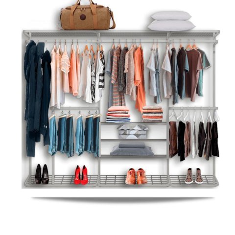 Cabideiro Arara Closet Casal Prateleira Aço Aramado - 2,50m - Branco