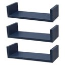 Ver imagem 1 de Kit 3 Prateleiras em U 50x20cm Azul com Suporte Invisível