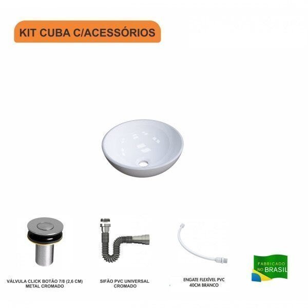 Kit Cuba R30 com Válvula Click 1 Polegada B e Sifão Cromado e Flexível Compace - 3