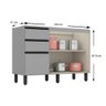Balcão de Cozinha Modulado Belize 2 Portas e 3 Gavetas P/ Pia Cinza - Henn - 4