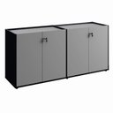 Ver imagem 2 de Armário Baixo 158,5cm Duplo com 4 Portas Tampo Embutido Corporate Cinza/Sagrado/Preto