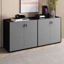 Ver imagem 1 de Armário Baixo 158,5cm Duplo com 4 Portas Tampo Embutido Corporate Cinza/Sagrado/Preto