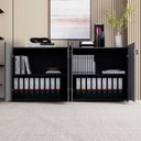 Ver imagem 4 de Armário Baixo 158,5cm Duplo com 4 Portas Tampo Embutido Corporate Cinza/Sagrado/Preto