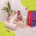Ver imagem 7 de Sofá Cama Muna 1,50m Xpand Tech Tecido Bouclê Bege Claro Cama Inbox