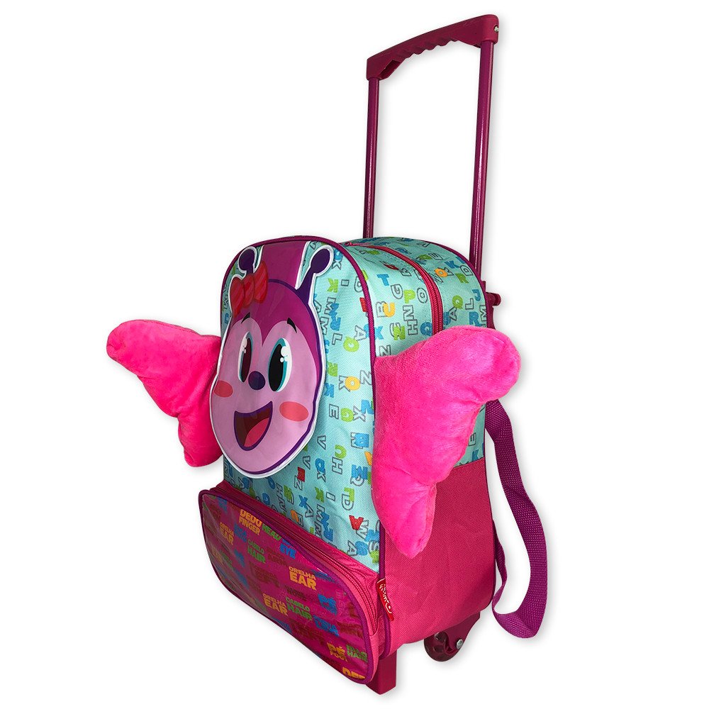 Mochila Infantil Escolar Borboleta Rodinha Grande Rosa - 2