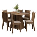 Ver imagem 2 de Conjunto Sala de Jantar Mesa Tampo de Madeira 6 Cadeiras Rustic/bege Sharon Madesa