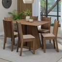 Ver imagem 1 de Conjunto Sala de Jantar Mesa Tampo de Madeira 6 Cadeiras Rustic/bege Sharon Madesa