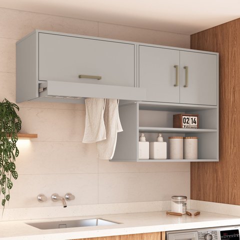Área de Serviço Modulada 2 Peças com Varal para Roupas Assis Cor Arenas