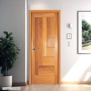 Folha de Porta de Madeira Maciça Tauari 210x80x3,3 Réguas em L Jomadi