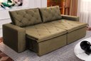 Ver imagem 1 de Sofá Cama Retrátil Reclinável 2,30m Bangkok Suede Velut Bege Molas no Assento - King House