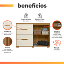 Ver imagem 5 de Cômoda Texas 147cm 4 Gavetas 2 Portas Freijó Off White Moval