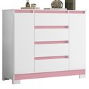 Ver imagem 1 de Cômoda Sapateira Atena 2 Portas e 4 Gavetas Quadriflex Branco/rosa - Móveis Albatroz