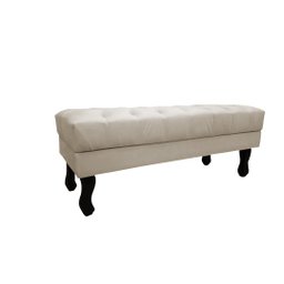 Recamier Baú Luis Xv Capitonê Retrô 100 cm Couro Bege Mz Decor - 3