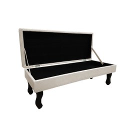 Recamier Baú Luis Xv Capitonê Retrô 100 cm Couro Bege Mz Decor - 2