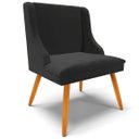 Ver mais imagens de Kit 6 Cadeiras Decorativas Sala de Jantar Pés Palito de Madeira Firenze Veludo Preto/Natural G19 - G