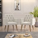 Ver imagem 2 de Kit 2 Poltronas para Sala Escritório Recepção Thais Suede Bege