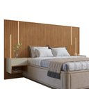 Ver imagem 3 de Cabeceira para Cama de Casal/queen Florença com Led com 2 Mesas de Cabeceira Cedro/off White