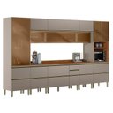Ver imagem 1 de Cozinha Modulada Proença 8 Peças Paneleiro e Cristaleira Nogueira Nude Prime Tx - Demartez