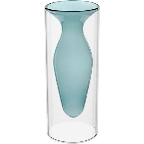 Vaso Decorativo Enfeite Casa Parede Dupla Home&co Borossilicato 20x8x8cm Verde