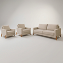 Ver imagem 1 de Conjunto Sofá 02 Lugares Living Topázio e Duas Poltronas Tecido Linho Cru 1,80m