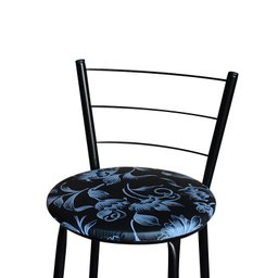 Conjunto 4 Banquetas Alta Preta Para Cozinha:Floral Preto - 5